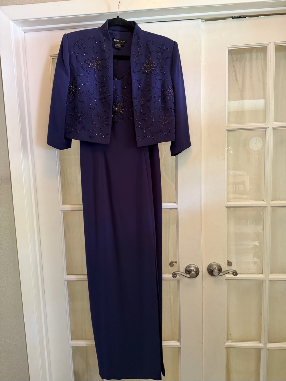 Vintage Rimini By Shaw 2Piece Embroidered Eggplant Size 4 Dress w/Bolero Jacket